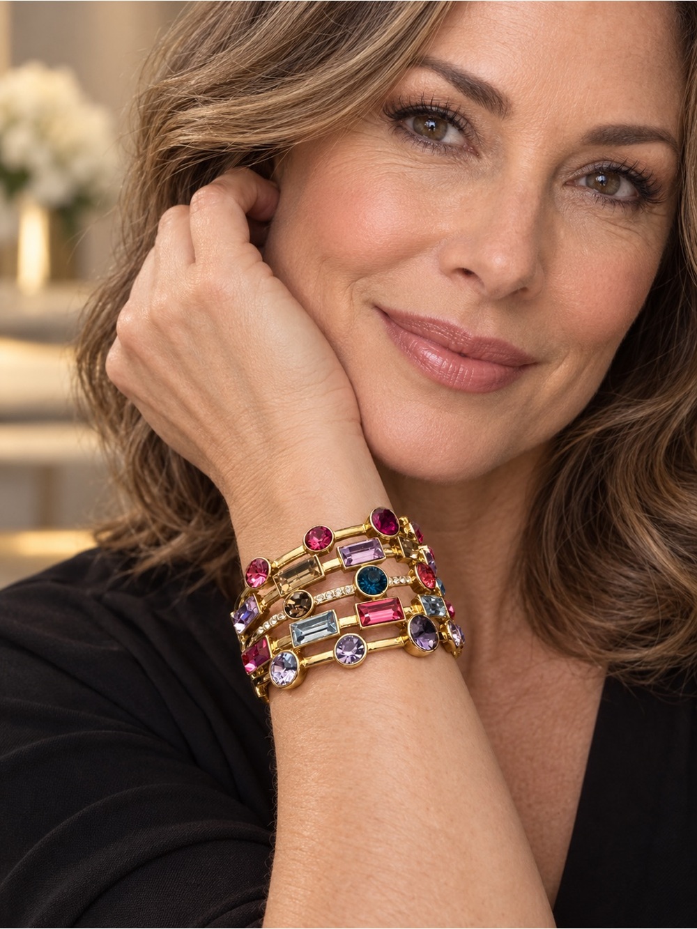 ✨ OFF PARK COLLECTION MULTI-COLOR CRYSTAL CUFF BRACELET ✨